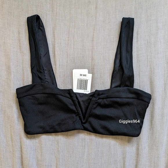 L*Space Lee Lee Frenchi Bikini Set Black Ribbed - Picture 3 of 14